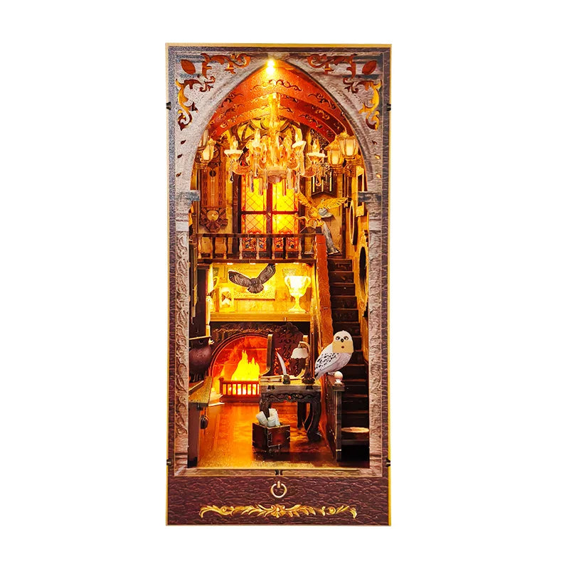 DIY Magic Academy Book Nook Kit - Miniature Dollhouse with Furniture & LED Lights