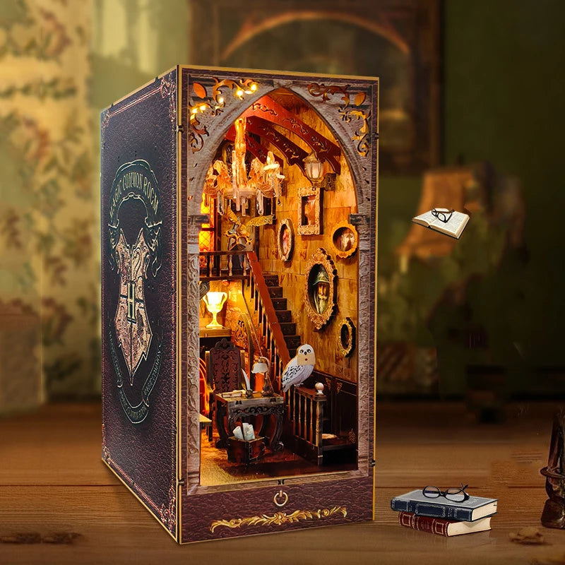 DIY Magic Academy Book Nook Kit - Miniature Dollhouse with Furniture & LED Lights