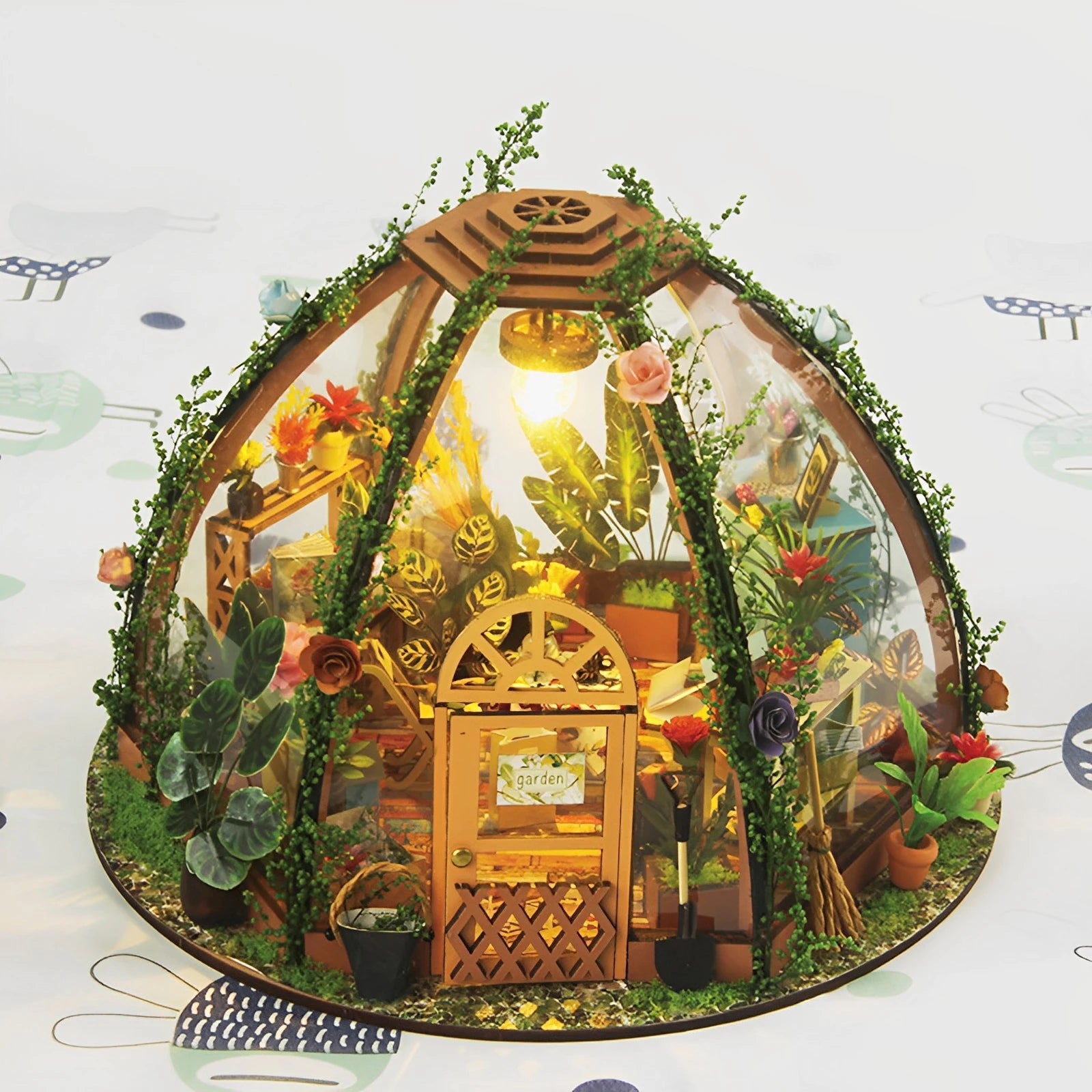 DIY Book Nook Kit with LED Lights - Miniature Dollhouse Bookshelf Insert | Wooden 3D Puzzle Craft